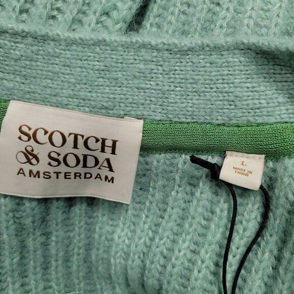 Scotch & Soda Mint Green Fuzzy Cardigan Wool Large - Picture 6 of 6